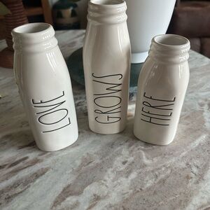 Rae Dunn White Ceramic Milk Vases Set